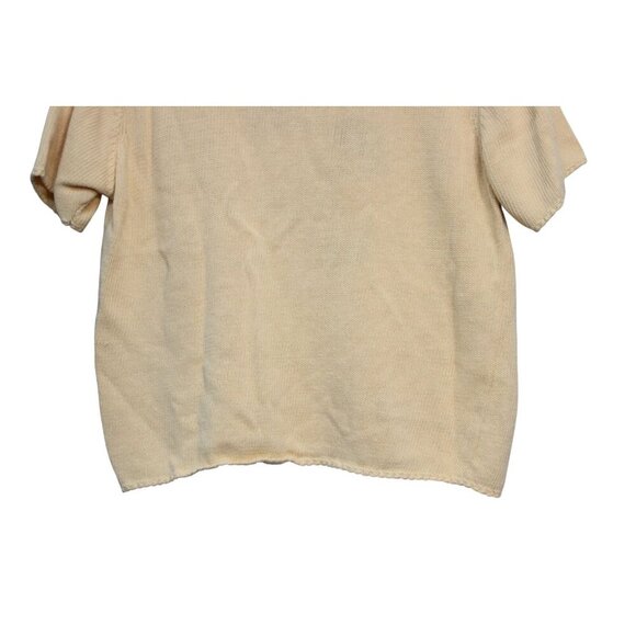 Vintage Knit Blouse Petite Large Butter Yellow Flower Butterfly Ramie 90s Retro - Picture 7 of 8